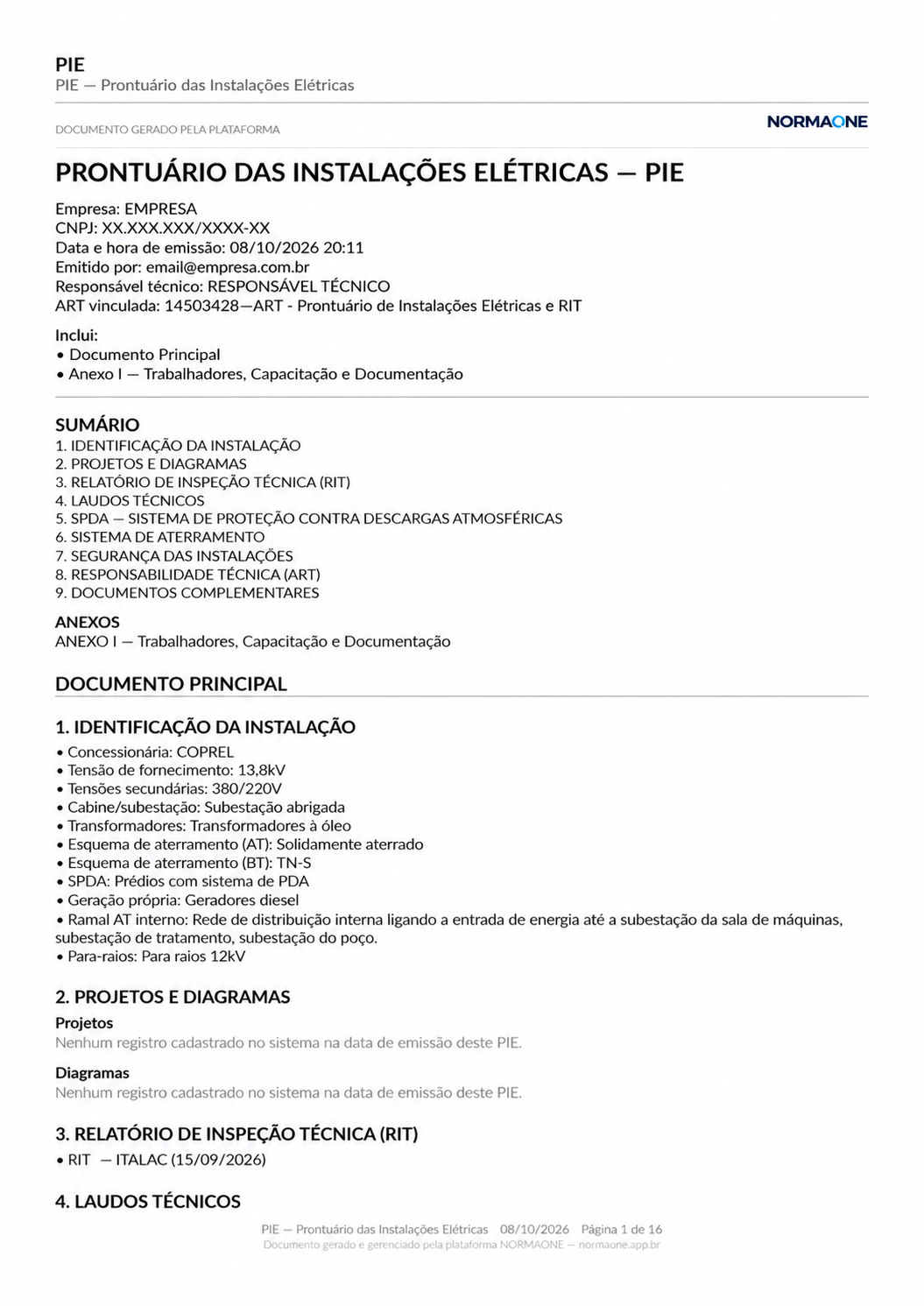 PIE - Prontuario das Instalacoes Eletricas