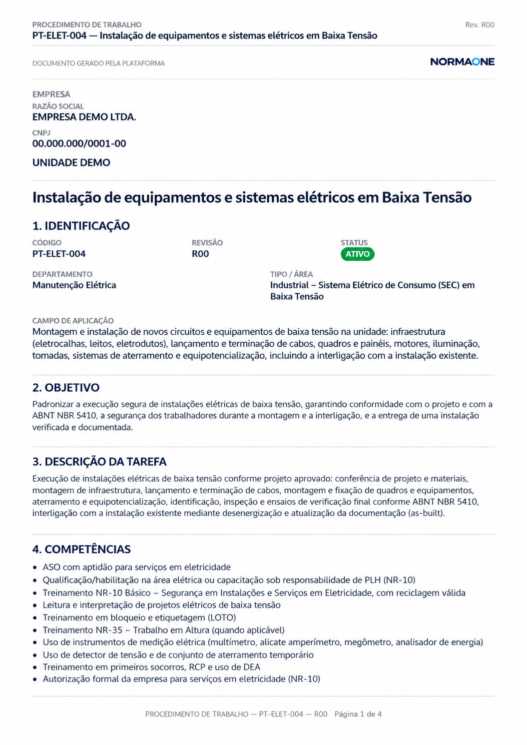 Documento de Procedimento de Trabalho