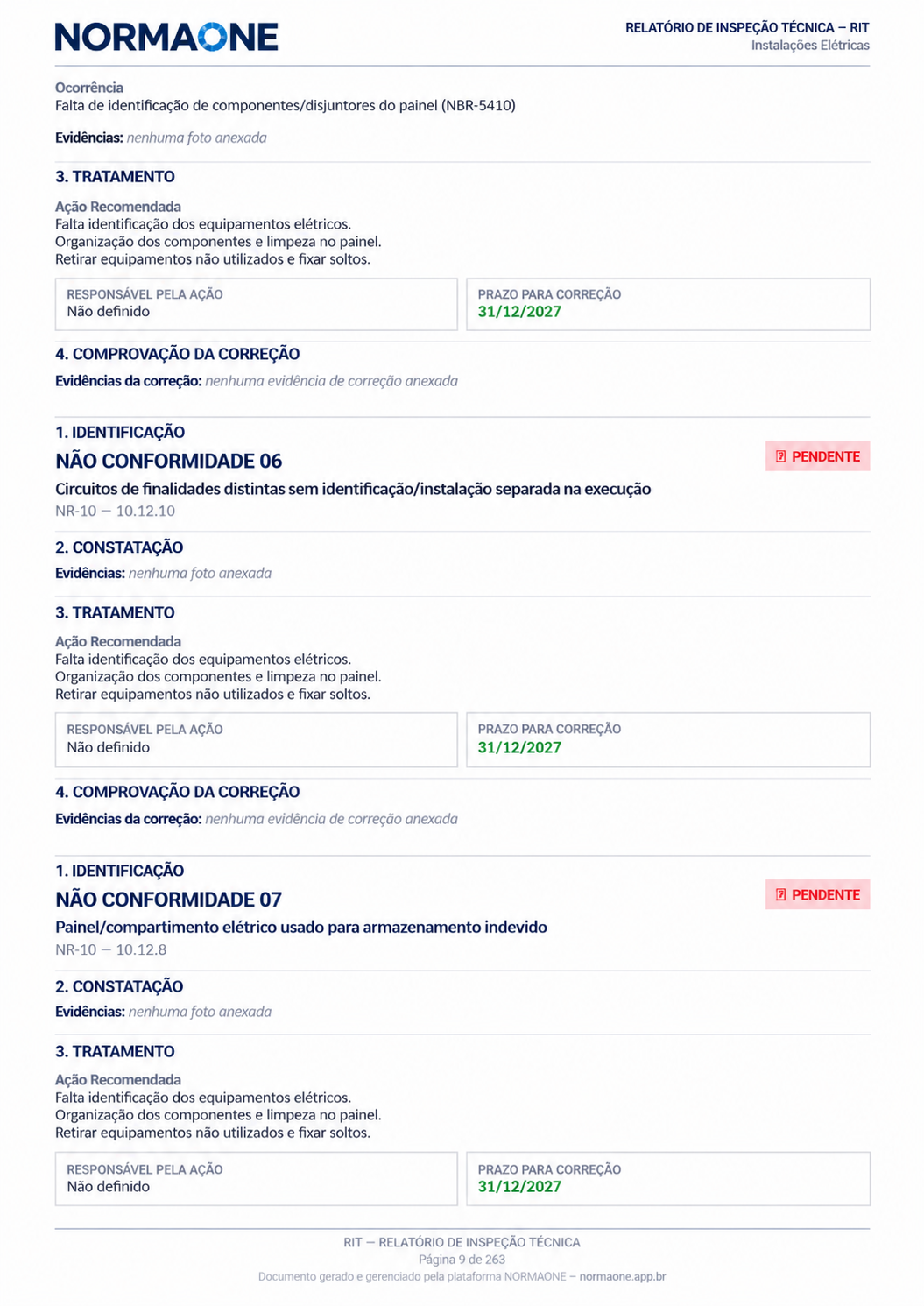 RIT - Detalhes das Nao Conformidades